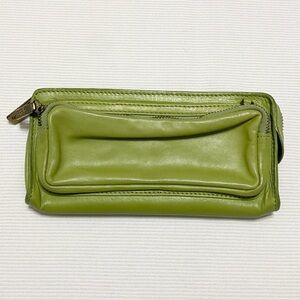 HOBO Y2K Avocado Green Leather Zip Wallet